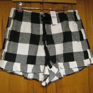 New LOFT Sleep Black Buffalo Plaid Shorts Small